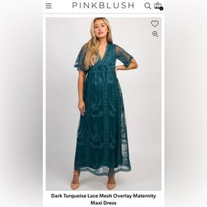 PinkBlush Dark Turquoise Lace Mesh Maternity Dress Size Large NEW